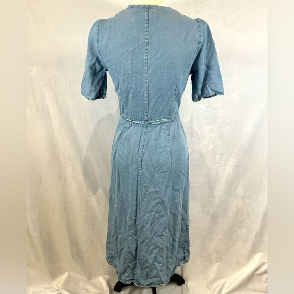 Gap chambray denim button side midi wrap dress size XS - Picture 4 of 7